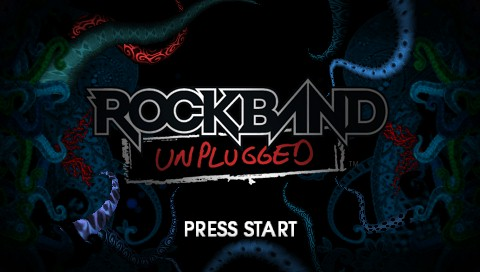 Rock Band Unplugged title screen for PSP